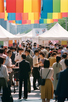 秋季招聘会现场展位求职摄影图2