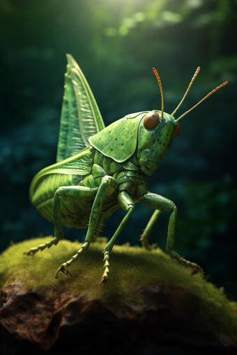 蝈蝈在树叶上昆虫摄影昆虫世界