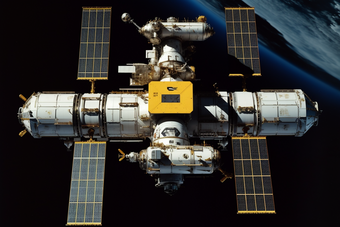 太空航行的空间站地球科幻