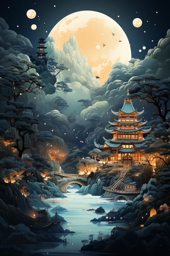 中秋月亮插画高清图片下载-包图网