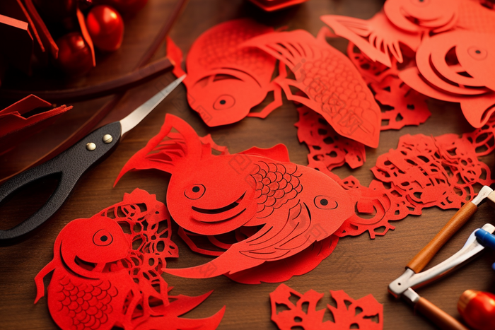 传统春节剪纸剪窗花剪纸艺术节日装饰