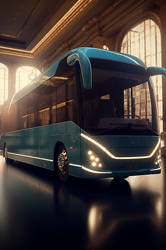 新能源科技感公交车减排车辆运输
