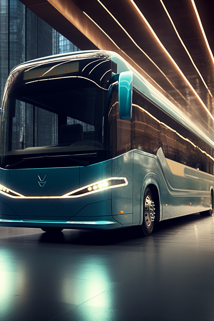 新能源科技感公交车减排现代科技
