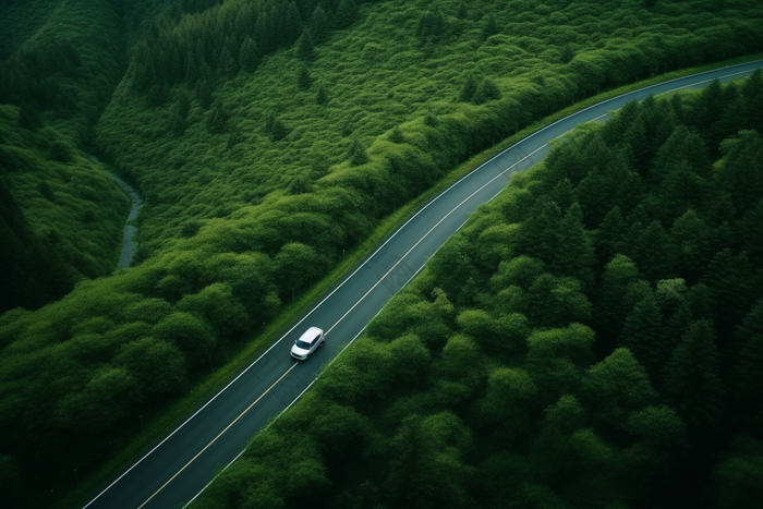 盘山公路上行使的汽车行驶商业摄影