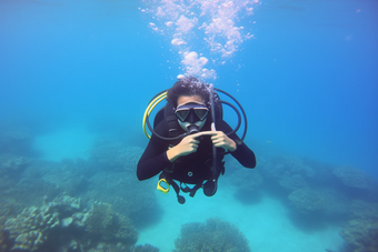 在海洋里潜水海底探险潜水体验