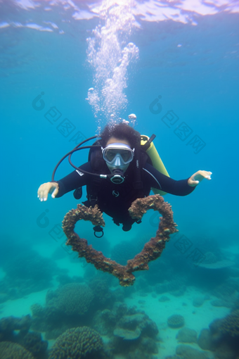 在海洋里潜水海底探险潜水装备