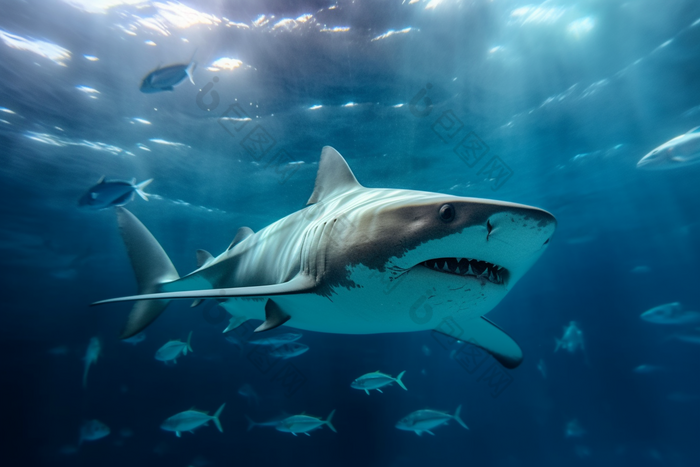 海洋中的鲨鱼海洋中的掠食者观察