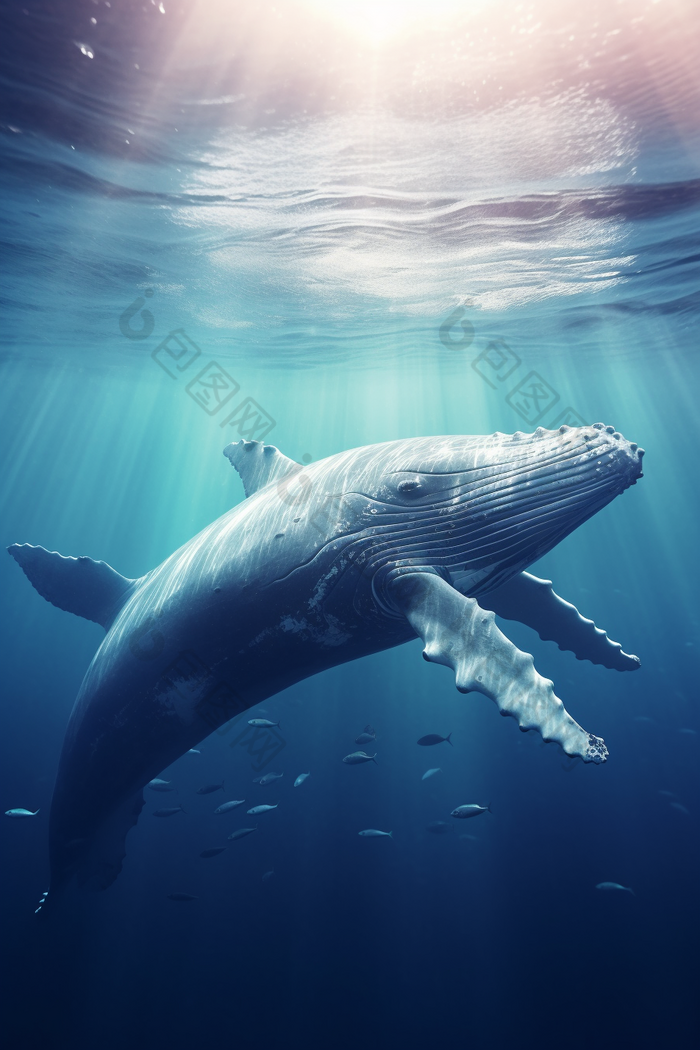 海洋中的鲸鱼鲸类动物海洋生态保护