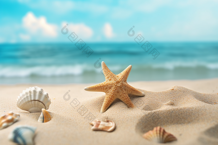 沙滩上的海星海滩生态系统图片