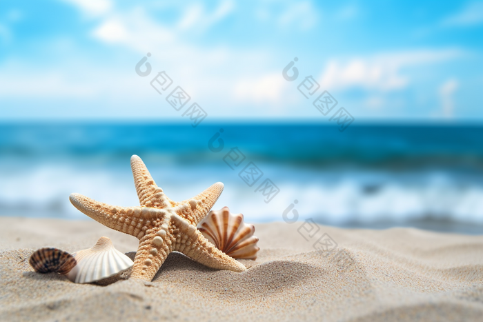 沙滩上的海星沙滩上的海洋生物海洋生态景观