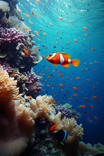 海洋中的小鱼群海洋生物海洋生态景观