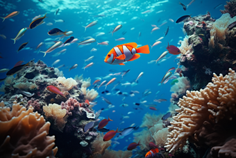 海洋中的小鱼群海洋生物海洋生态系统