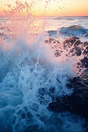 海浪<strong>风景</strong>拍岸海天一色