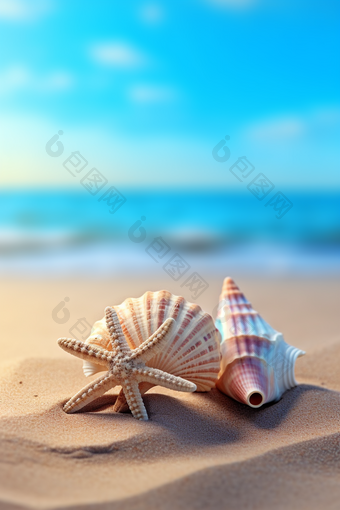 沙滩上的<strong>海螺</strong>海边风景海滨美景