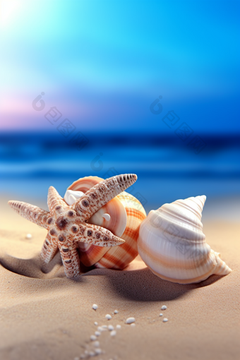 沙滩上的海螺贝壳海洋壳