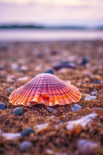 沙滩上的贝壳浪花沙子