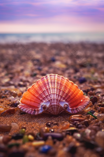 沙滩上的<strong>贝壳</strong>海浪特写