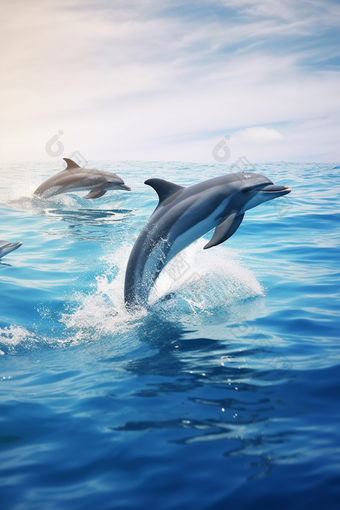 海洋中的海豚水下世界生态系统