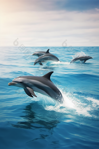 海洋中的海豚生物图片