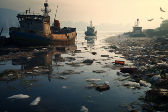 14海洋污染摄影图