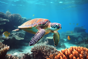 海洋中的海龟生物生命