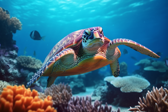 海洋中的海龟<strong>水下世界</strong>海底探险
