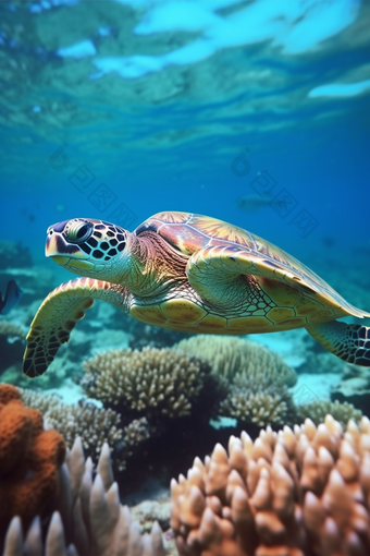 海洋中的海龟水下世界生命