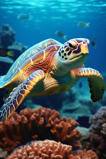 海洋中的海龟生物图片