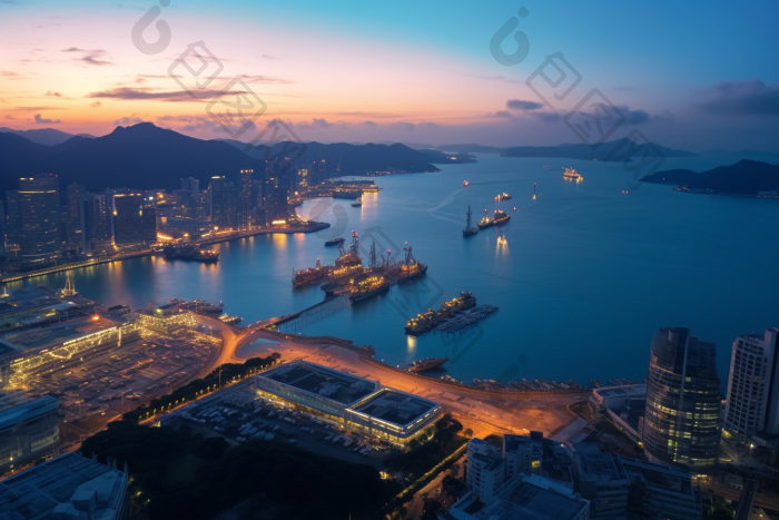 海港风景港口码头活动图片-包图网