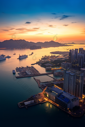 海港风景港口码头港口夜景