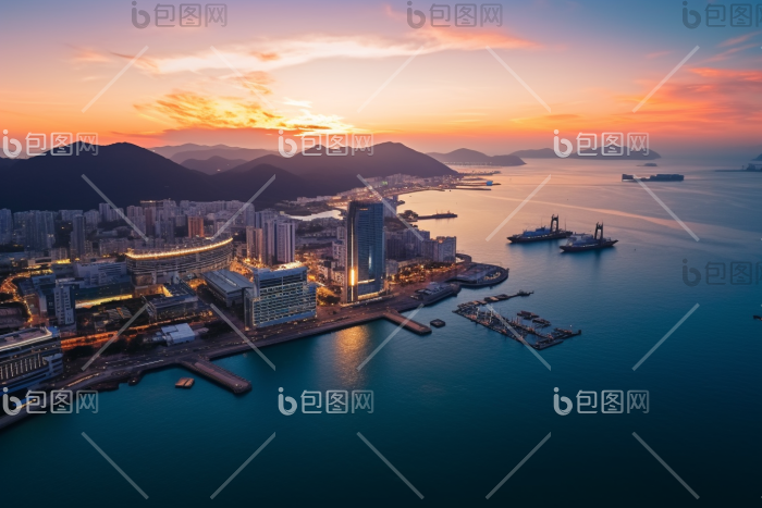海港风景港口码头城市与图片-包图网