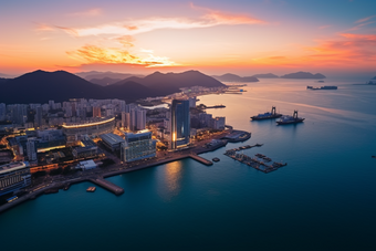 海港风景港口码头城市与