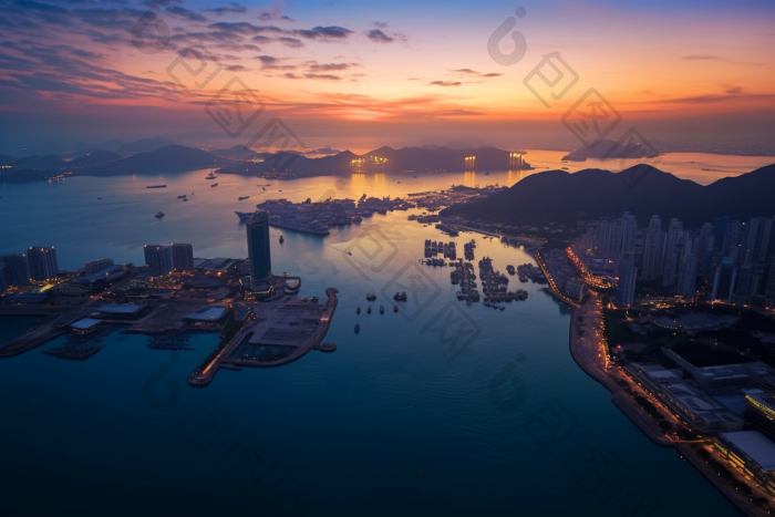 海港风景风景景色船只停靠图片-包图网