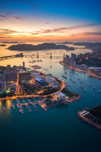 海港风景风景景色港口夜景