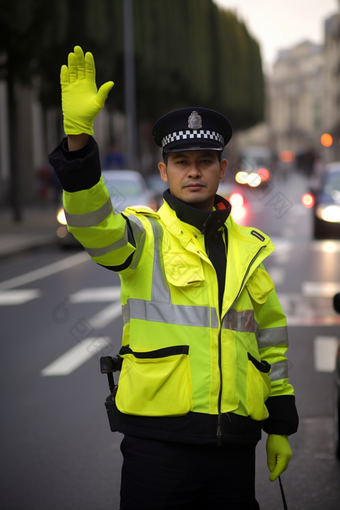 交警执勤畅通指挥