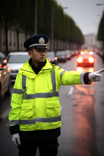 交警执勤畅通秩序