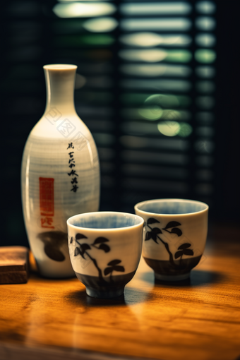 日本清酒酒杯清澈