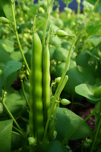 豌豆种植特写解毒青绿色
