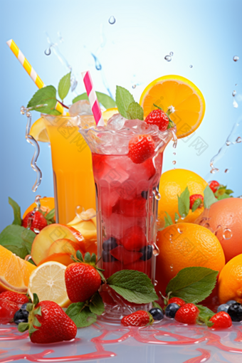 草莓汁水果饮料饮品摄影