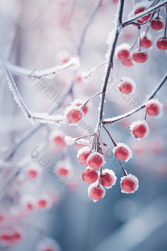 冬天雪景树枝特写降雪积雪高清图片下载-包图网