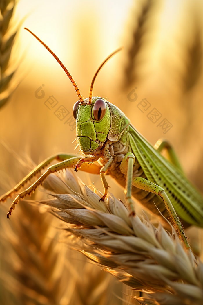 麦子蝗虫摄影图