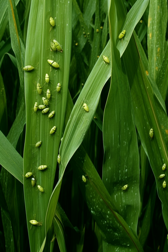 病虫害防治<strong>玉米叶</strong>麦蚜在庄稼上爆发摄影图