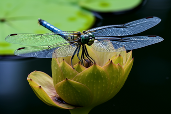 莲花荷塘蜻蜓摄影图
