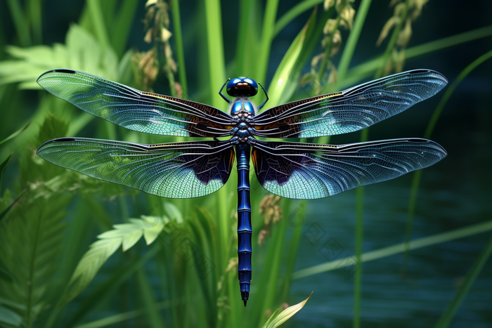 荷塘的蜻蜓摄影图