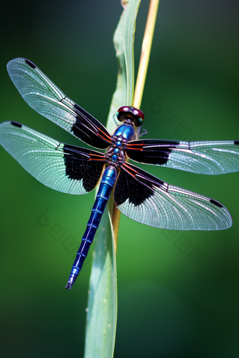低飞翅膀蜻蜓摄影图