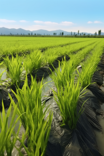 <strong>标准</strong>农田建设盐碱地水稻种植摄影图