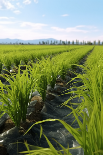 培育改良盐碱地水稻种植摄影图