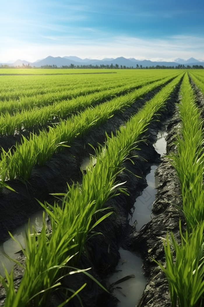 盐碱地水稻农业摄影图