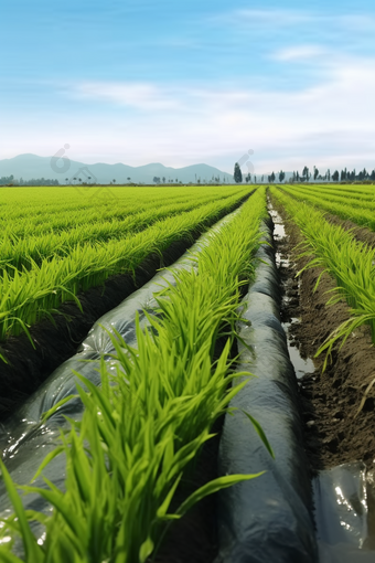 农业盐碱地水稻种植摄影图