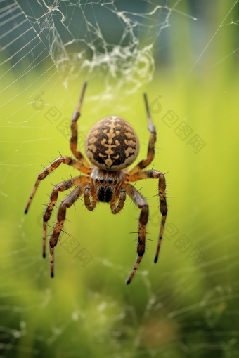 特写正在织网的蜘蛛野外摄影图